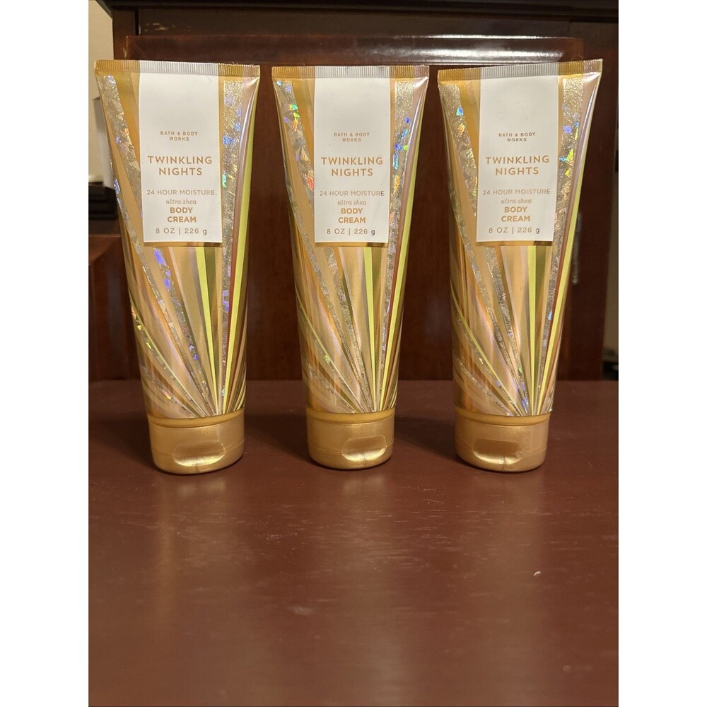 3 NEW BATH & BODY WORKS TWINKLING NIGHTS ULTRA SHEA BODY CREAM LOTION 8 OZ LARGE